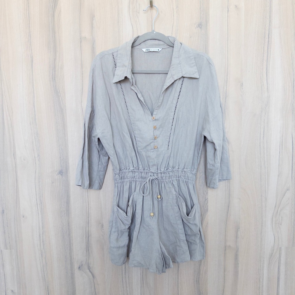 Zara Light Gray Collared Romper